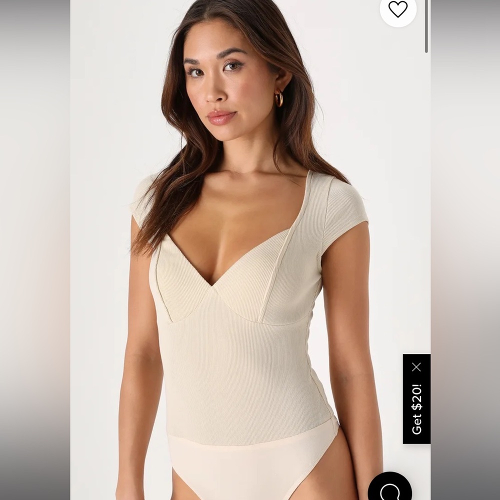 Lulus Beige Cap Sleeve Bodysuit